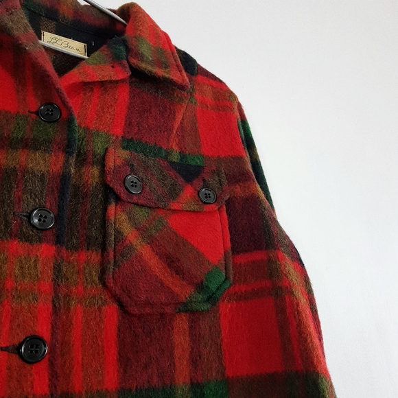 Vintage 1970s L.L.Bean wool Chequered over Shirt - Size Small / Boxy Fit - Picture 3 of 5